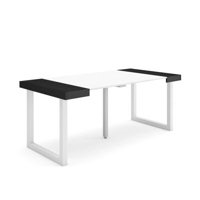 Skraut Home | Mesa Consola extensible | Mesa comedor plegable | 180 | Para 8 comensales | Patas madera maciza | Estilo Moderno | Blanco y negro 256_7_02