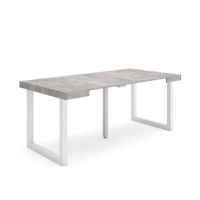 Skraut Home | Mesa Consola extensible | Mesa comedor plegable | 180 | Para 8 comensales | Patas madera maciza | Estilo Moderno | Cemento257_7_02