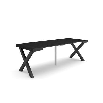 Skraut Home | Mesa Consola extensible | Mesa comedor plegable | 220 | Para 10 comensales | Patas madera maciza | Estilo Moderno | Negro333_49_02