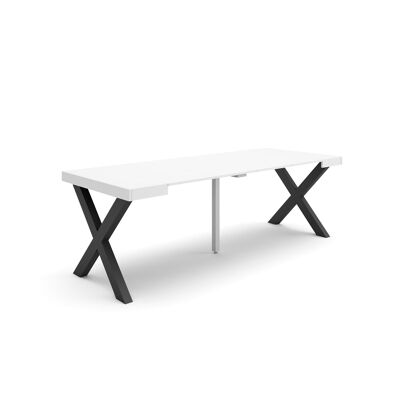 Skraut Home | Mesa Consola extensible | Mesa comedor plegable | 220 | Para 10 comensales | Patas madera maciza | Estilo Moderno | Blanco287_7_02