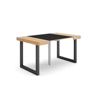Skraut Home | Mesa Consola extensible | Mesa comedor plegable | 140 | Para 6 comensales | Patas madera maciza | Estilo Moderno | Roble y negro173_37_02