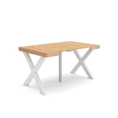 Skraut Home | Mesa Consola extensible | Mesa comedor plegable | 140 | Para 6 comensales | Patas madera maciza | Estilo Moderno | Roble167_35_02