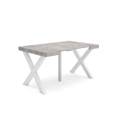 Skraut Home | Mesa Consola extensible | Mesa comedor plegable | 140 | Para 6 comensales | Patas madera maciza | Estilo Moderno | Cemento170_19_02