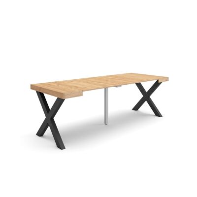 Skraut Home | Mesa Consola extensible | Mesa comedor plegable | 220 | Para 10 comensales | Patas madera maciza | Estilo Moderno | Roble318_34_02