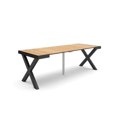Skraut Home | Mesa Consola extensible | Mesa comedor plegable | 220 | Para 10 comensales | Patas madera maciza | Estilo Moderno | Roble y negro290_37_02