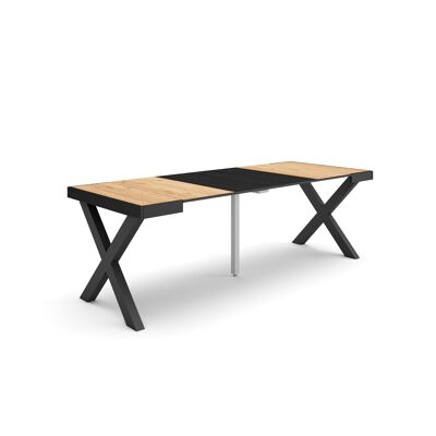 Skraut Home | Mesa Consola extensible | Mesa comedor plegable | 220 | Para 10 comensales | Patas madera maciza | Estilo Moderno | Roble y negro290_41_02