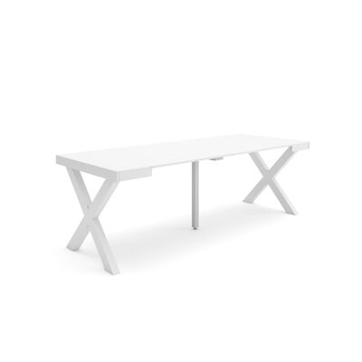 Skraut Home | Mesa Consola extensible | Mesa comedor plegable | 220 | Para 10 comensales | Patas madera maciza | Estilo Moderno | Blanco292_49_02