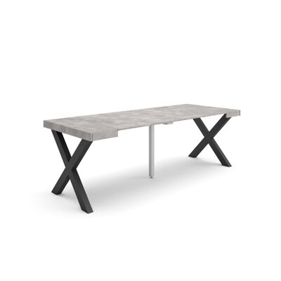 Skraut Home | Mesa Consola extensible | Mesa comedor plegable | 220 | Para 10 comensales | Patas madera maciza | Estilo Moderno | Cemento289_18_02