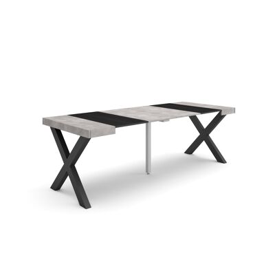 Skraut Home | Extendable Console Table | Folding dining table | 220 | For 10 people | Solid wood legs | Modern Style | Cement289_21_02