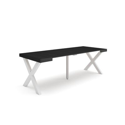 Skraut Home | Mesa Consola extensible | Mesa comedor plegable | 220 | Para 10 comensales | Patas madera maciza | Estilo Moderno | Negro293_6_02