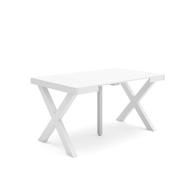 Skraut Home | Extendable Console Table | Folding dining table | 140 | For 6 people | Solid wood legs | Modern Style | White168_25_02