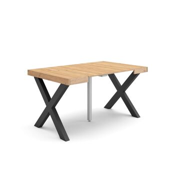 Accueil | Table console extensible | Table à manger pliante | 140 | Pour 6 personnes | Pieds en bois massif | Style moderne | Chêne161_35_02 1