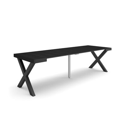 Skraut Home | Extendable Console Table | Folding dining table | 260 | For 12 people | Solid wood legs | Modern Style | Black334_49_02