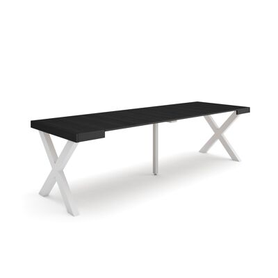 Accueil | Table console extensible | Table à manger pliante | 260 | Pour 12 personnes | Pieds en bois massif | Style moderne | Noir375_6_02