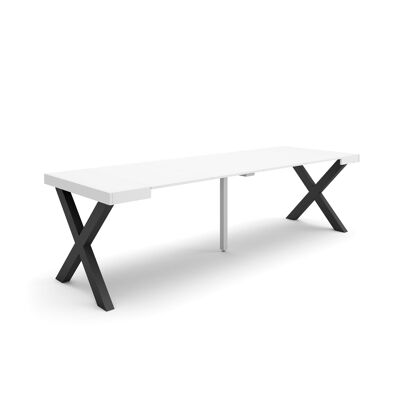 Skraut Home | Extendable Console Table | Folding dining table | 260 | For 12 people | Solid wood legs | Modern Style | White327_7_02