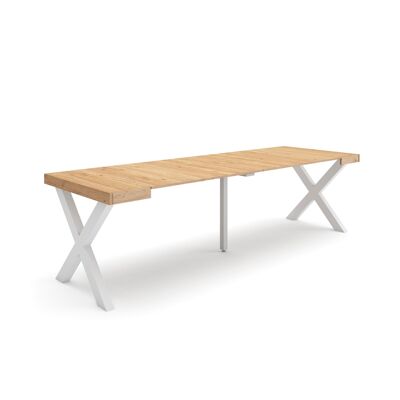 Accueil | Table console extensible | Table à manger pliante | 260 | Pour 12 personnes | Pieds en bois massif | Style moderne | Chêne362_18_02