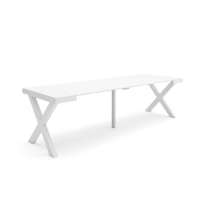Accueil | Table console extensible | Table à manger pliante | 260 | Pour 12 personnes | Pieds en bois massif | Style moderne | Blanc369_49_02