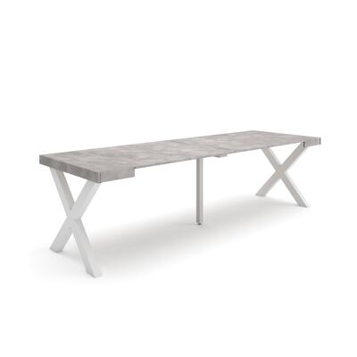 Skraut Home | Extendable Console Table | Folding dining table | 260 | For 12 people | Solid wood legs | Modern Style | Cement381_18_02