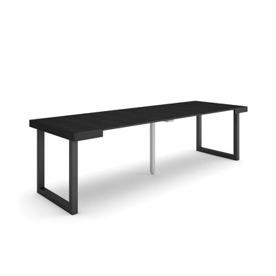 Skraut Home | Mesa Consola extensible | Mesa comedor plegable | 260 | Para 12 comensales | Patas madera maciza | Estilo Moderno | Negro337_49_02