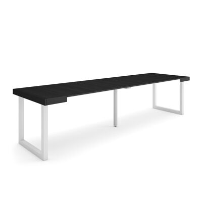 Skraut Home | Extendable Console Table | Folding dining table | 300 | For 14 people | Solid wood legs | Modern Style | Black378_6_02