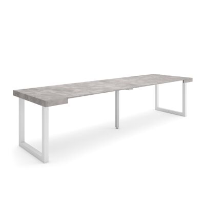 Skraut Home | Extendable Console Table | Folding dining table | 300 | For 14 people | Solid wood legs | Modern Style | Cement386_18_02