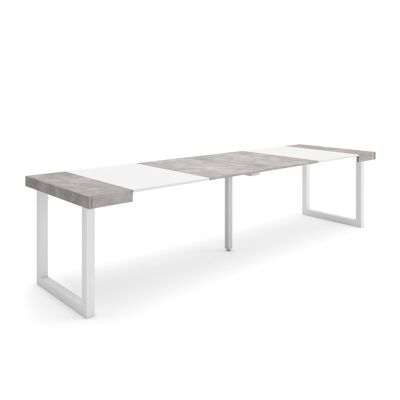 Skraut Home | Extendable Console Table | Folding dining table | 300 | For 14 people | Solid wood legs | Modern Style | Cement386_21_02
