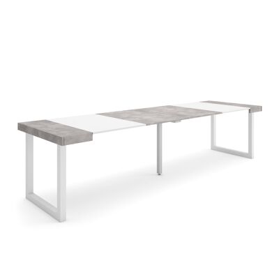 Skraut Home | Mesa Consola extensible | Mesa comedor plegable | 300 | Para 14 comensales | Patas madera maciza | Estilo Moderno | Cemento386_21_02