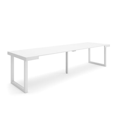 Skraut Home | Extendable Console Table | Folding dining table | 300 | For 14 people | Solid wood legs | Modern Style | White372_49_02
