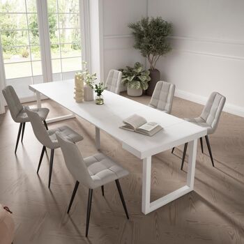 Accueil | Table console extensible | Table à manger pliante | 300 | Pour 14 personnes | Pieds en bois massif | Style moderne | Blanc372_49_02 2