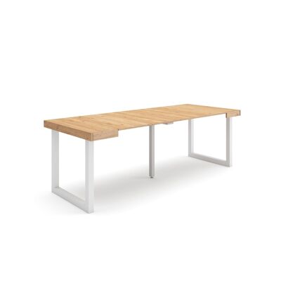 Skraut Home | Extendable Console Table | Folding dining table | 220 | For 10 people | Solid wood legs | Modern Style | Oak300_18_02