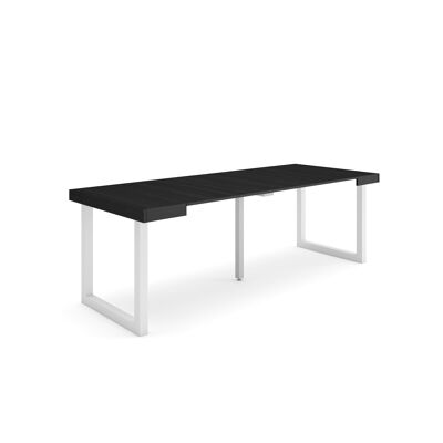 Skraut Home | Extendable Console Table | Folding dining table | 220 | For 10 people | Solid wood legs | Modern Style | Black302_6_02
