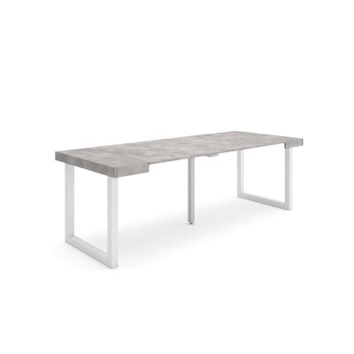 Skraut Home | Extendable Console Table | Folding dining table | 220 | For 10 people | Solid wood legs | Modern Style | Cement303_18_02