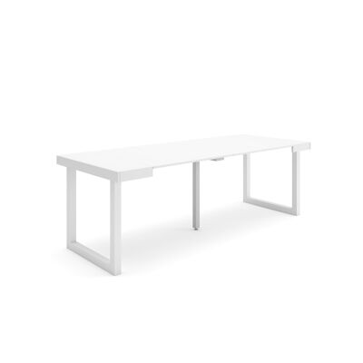 Skraut Home | Mesa Consola extensible | Mesa comedor plegable | 220 | Para 10 comensales | Patas madera maciza | Estilo Moderno | Blanco301_49_02