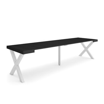 Skraut Home | Extendable Console Table | Folding dining table | 300 | For 14 people | Solid wood legs | Modern Style | Black376_6_02