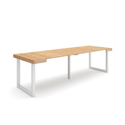 Accueil | Table console extensible | Table à manger pliante | 260 | Pour 12 personnes | Pieds en bois massif | Style moderne | Chêne365_18_02