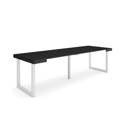Skraut Home | Extendable Console Table | Folding dining table | 260 | For 12 people | Solid wood legs | Modern Style | Black377_6_02