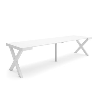Skraut Home | Extendable Console Table | Folding dining table | 300 | For 14 people | Solid wood legs | Modern Style | White370_49_02