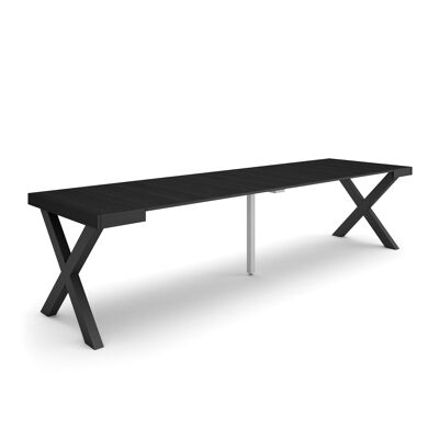 Skraut Home | Extendable Console Table | Folding dining table | 300 | For 14 people | Solid wood legs | Modern Style | Black336_49_02
