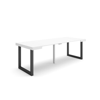 Skraut Home | Extendable Console Table | Folding dining table | 220 | For 10 people | Solid wood legs | Modern Style | White296_7_02