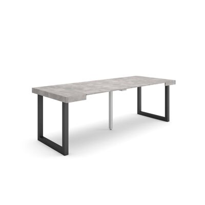 Skraut Home | Extendable Console Table | Folding dining table | 220 | For 10 people | Solid wood legs | Modern Style | Cement298_18_02