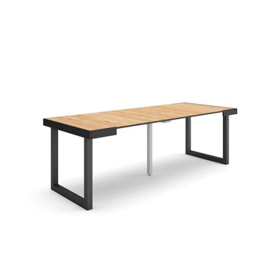 Accueil | Table console extensible | Table à manger pliante | 220 | Pour 10 personnes | Pieds en bois massif | Style moderne | Noir et chêne299_19_02
