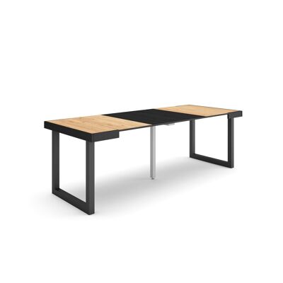 Accueil | Table console extensible | Table à manger pliante | 220 | Pour 10 personnes | Pieds en bois massif | Style moderne | Chêne et noir299_21_02
