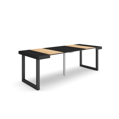 Accueil | Table console extensible | Table à manger pliante | 220 | Pour 10 personnes | Pieds en bois massif | Style moderne | Chêne et noir297_37_02