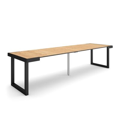 Accueil | Table console extensible | Table à manger pliante | 300 | Pour 14 personnes | Pieds en bois massif | Style moderne | Chêne351_19_02