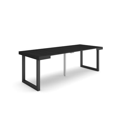 Skraut Home | Extendable Console Table | Folding dining table | 220 | For 10 people | Solid wood legs | Modern Style | Black297_49_02