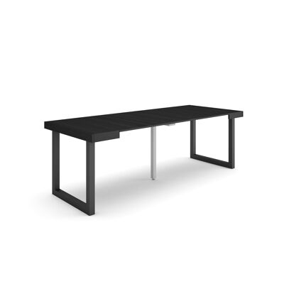 Accueil | Table console extensible | Table à manger pliante | 220 | Pour 10 personnes | Pieds en bois massif | Style moderne | Noir297_49_02
