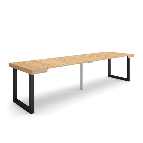 Skraut Home | Mesa Consola extensible | Mesa comedor plegable | 300 | Para 14 comensales | Patas madera maciza | Estilo Moderno | Roble324_35_02