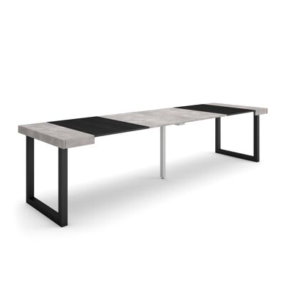 Skraut Home | Extendable Console Table | Folding dining table | 300 | For 14 people | Solid wood legs | Modern Style | Cement345_21_02