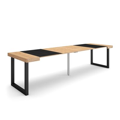 Skraut Home | Extendable Console Table | Folding dining table | 300 | For 14 people | Solid wood legs | Modern Style | Oak and black324_49_02