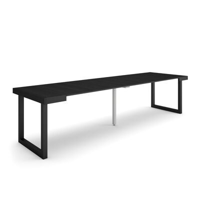 Accueil | Table console extensible | Table à manger pliante | 300 | Pour 14 personnes | Pieds en bois massif | Style moderne | Noir338_49_02